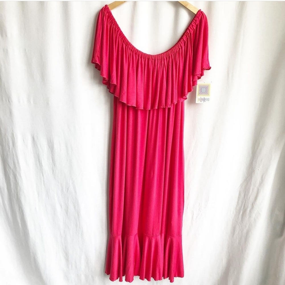 LuLaRoe pink off the shoulder maxi dress